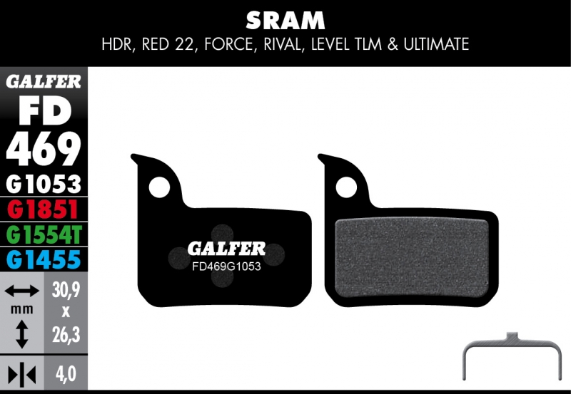 PASTILLAS FRENO BICICLETA GALFER STANDARD SRAM RED 22 - LEVEL